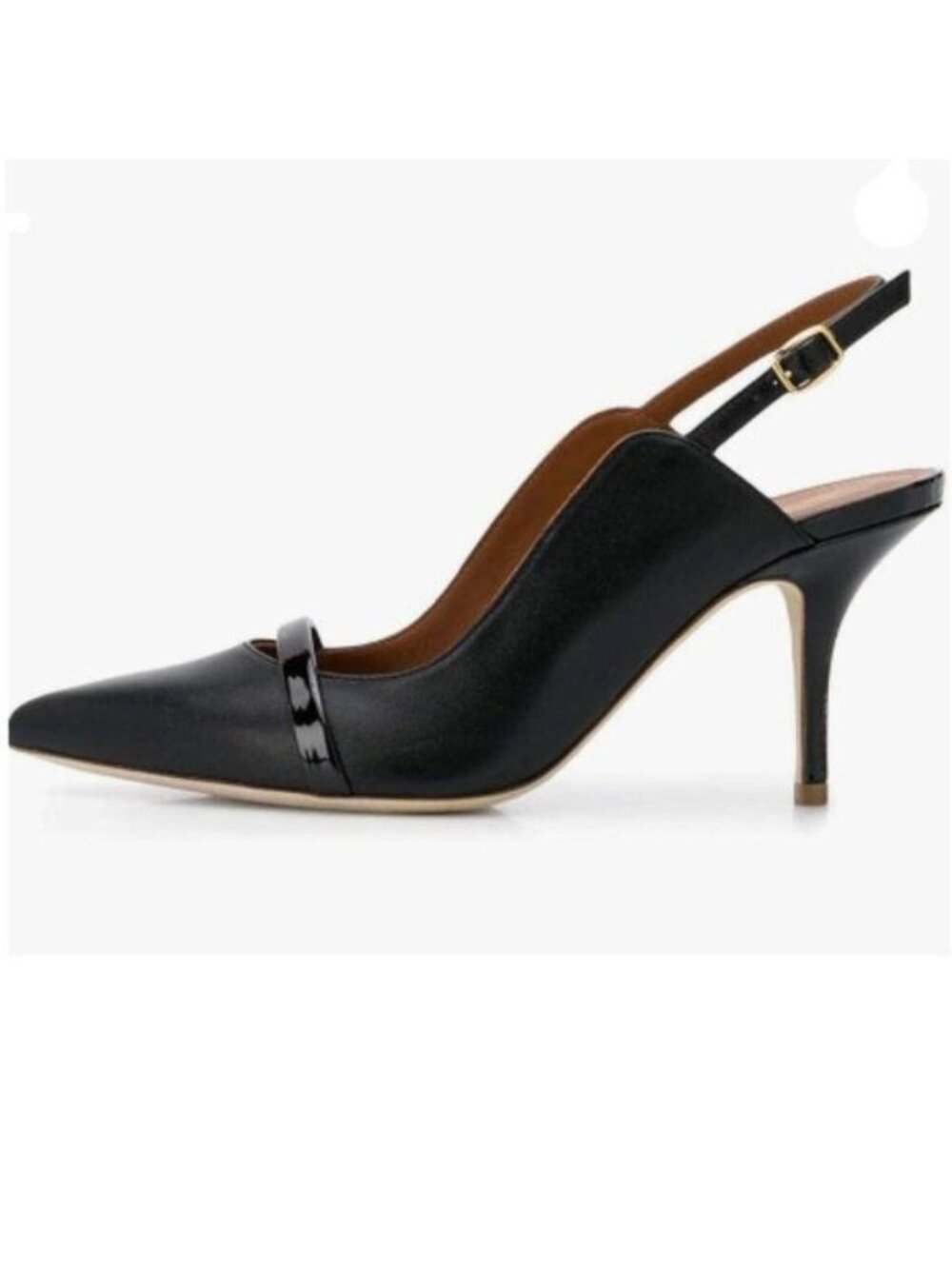 FSJ Black Matte Classy Pointed Toe Thin High Heel Slingback Pump Office Shoes
